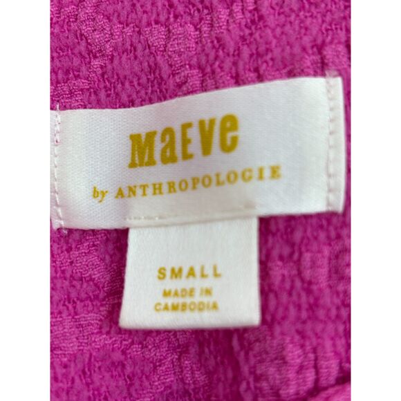 Anthropologie Maeve Socialite Popcorn Tee Magenta Pink Size S Barbiecore Girly - Picture 8 of 11